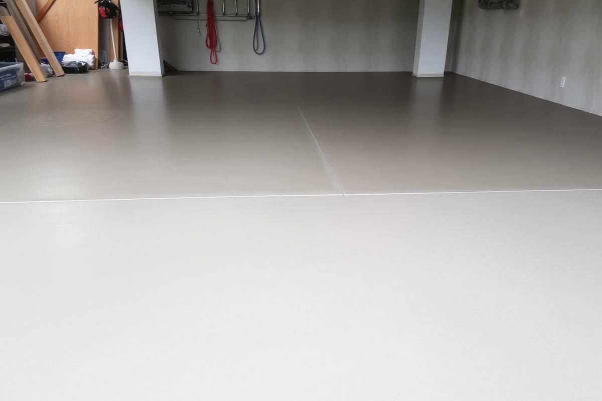 Piso de concreto usinado acabado em garagem residencial